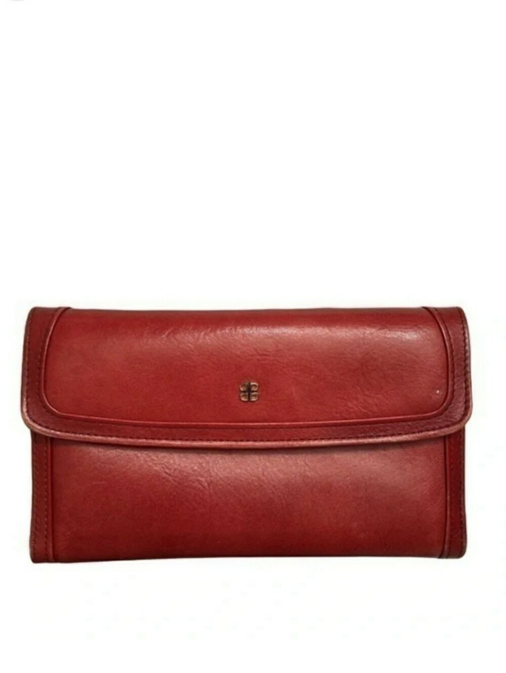 Vintage BOSCA Burgundy Hand Stained Leather Continental Checkbook Clutch Wallet
